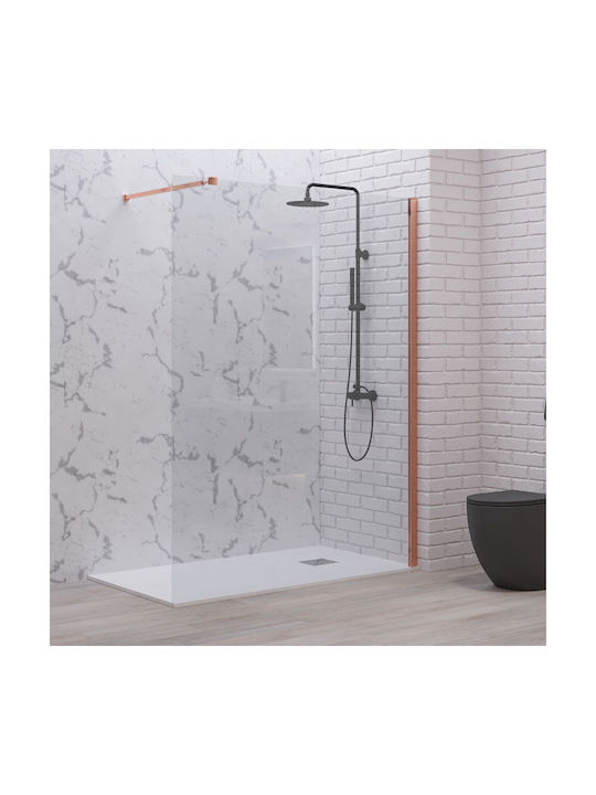 Karag Walkin 1 Fixed Side for Shower 50x200cm Clear Glass Rose Gold