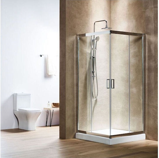 Tema Cabin for Shower with Sliding Door 100x100x180cm Clear Glass Chrome