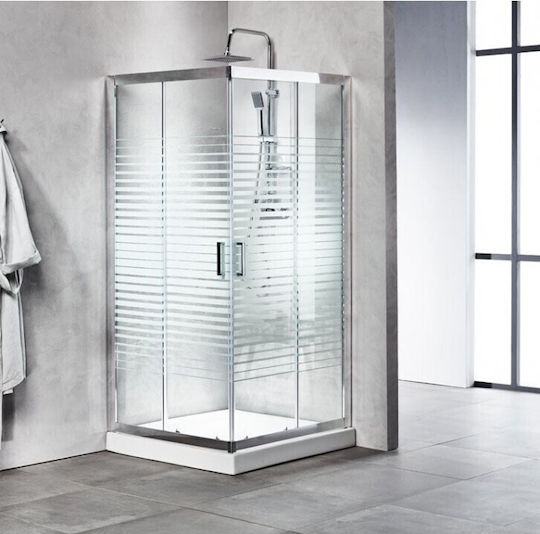 Tema Cabin for Shower with Sliding Door 100x100x180cm Serigrafato Chrome