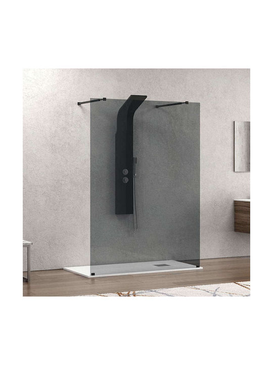 Paravan Fix Pentru Duș Fume Sticlă Walkin 3 Negru Karag 108x200cm