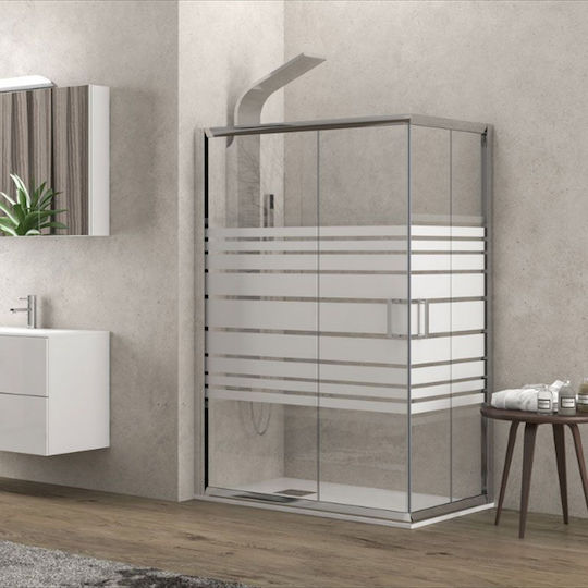 Karag New Flora 100 Καμπίνα Ντουζιέρας με Συρόμενη Πόρτα 70x80x180cm Serigrafato Cromo
