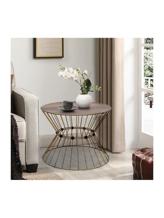 Round Central Coffee Table Girene Wooden Gold 55x55x42 cm GP030-0142