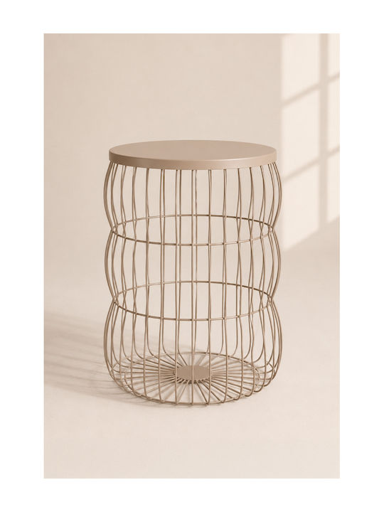 Round Side Table Metal Beige L32.2xW32.2xH42.2cm.