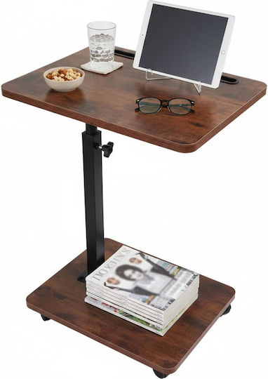 Side Table with Wheels 40x30x84cm Brown
