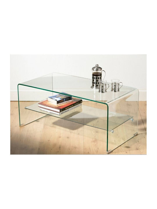 Ορθογώνιο Κεντρικό Τραπεζάκι Crystal Shelf Γυάλινο Γυαλί Μ100xΠ50xΥ43εκ.