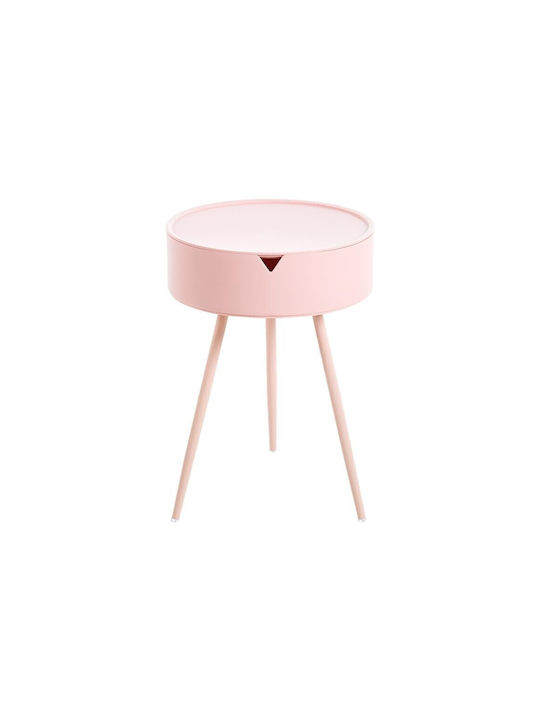 Round Pink Metal Side Coffee Table W40.5xL40.5xH54cm