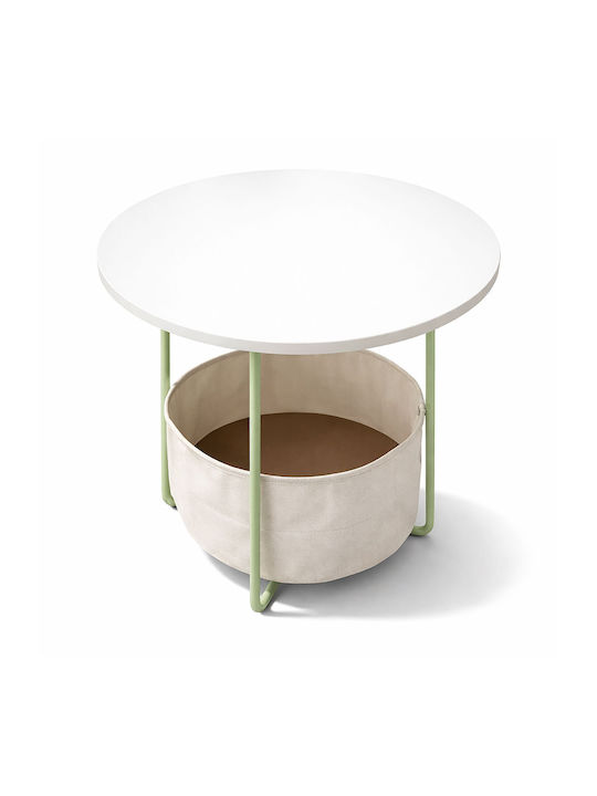 Măsuță Laterală Rotundă Metalică Cream/Turcoaz 50x50x45cm