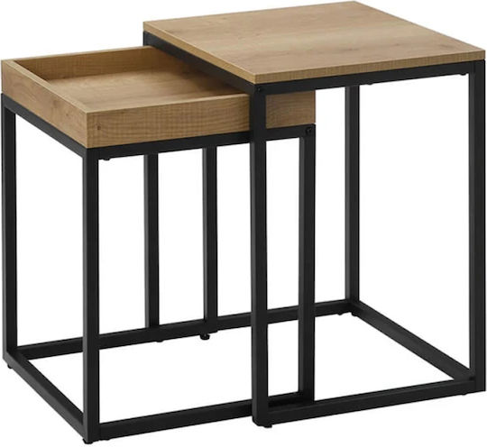 Beistelltisch Holz Schwarz/Braun 2Stücke M40xL45xH55cm Beistelltisch Holz Schwarz/Braun 2Stücke M40xL45xH55cm