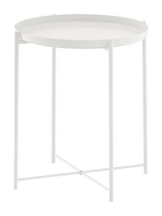Round Side Table Metal White M42xL42xH53cm