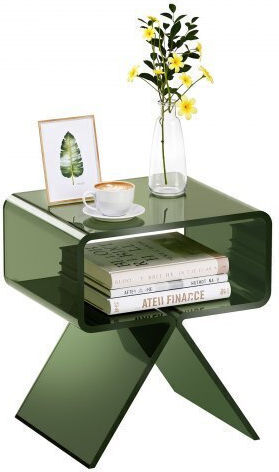 Beistelltisch B30xT39.1xH43cm Transparent Green Beistelltisch B30xT39.1xH43cm Transparent Green