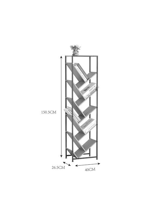 Βιβλιοθήκη Orunta Μαύρο 40x26.5x150εκ.