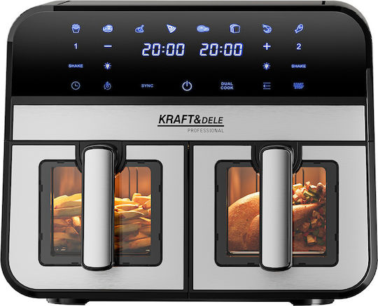 Kraft & Dele Air Fryer с Двойна Подвижна Кошница 9л Черен KD4179