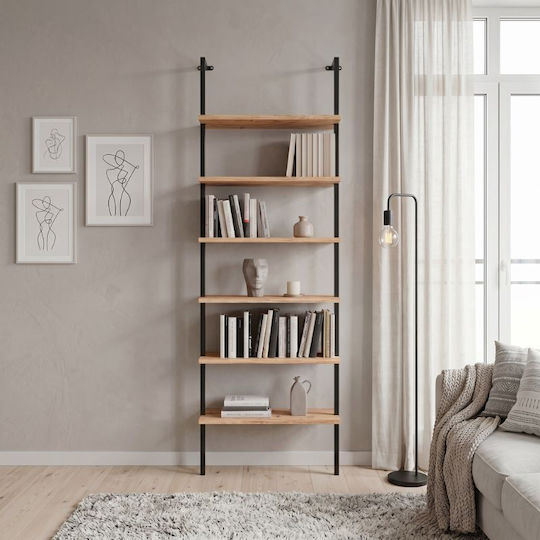 Βιβλιοθήκη Madison Μαύρο / Pine Oak 60x20x183εκ.
