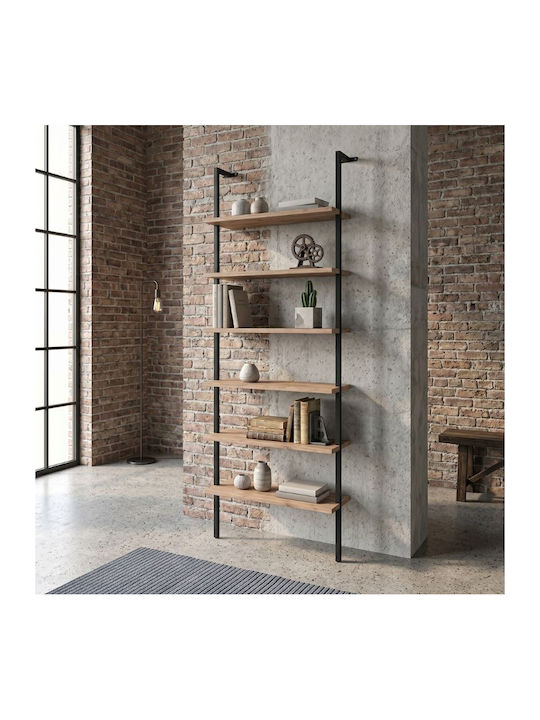 Βιβλιοθήκη Madison Μαύρο / Pine Oak 60x20x183εκ.