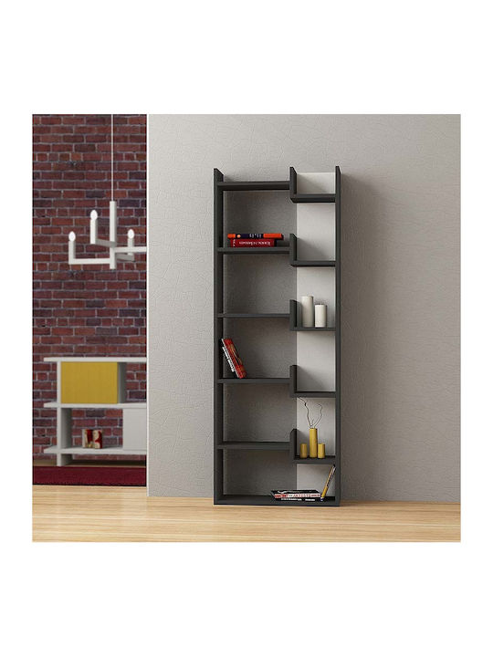 Βιβλιοθήκη Oppa Ανθρακί / Λευκό 60x22x162εκ.