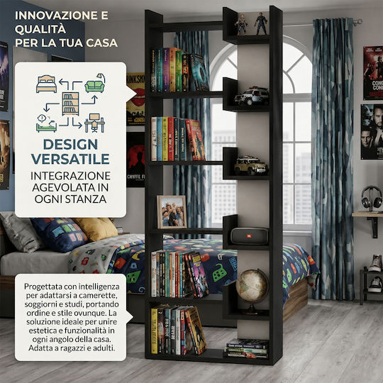 Bibliotecă Oppa Antracit / Alb 60x22x162cm
