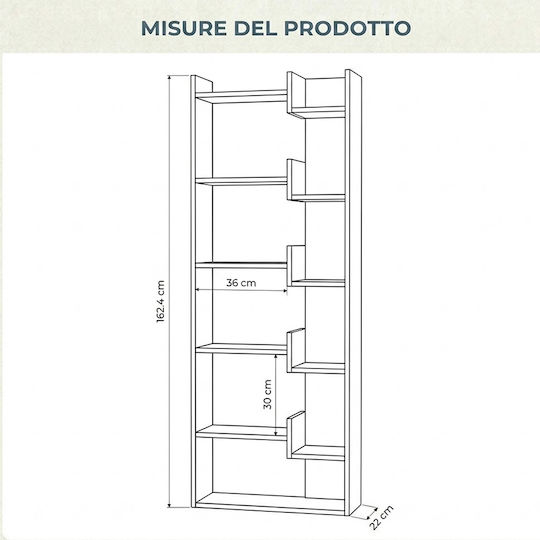 Bibliotecă Oppa Antracit / Alb 60x22x162cm