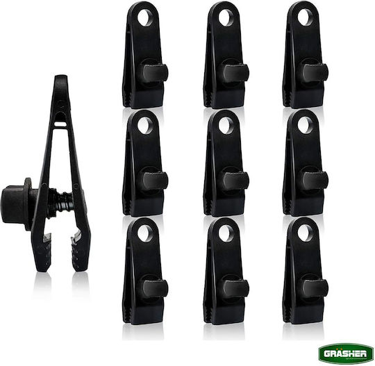 Grasher Plastic Screw Clips Black Tarpaulins Shade Nets 10 Pieces