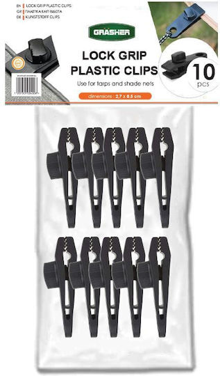 Grasher Plastic Screw Clips Black Tarpaulins Shade Nets 10 Pieces