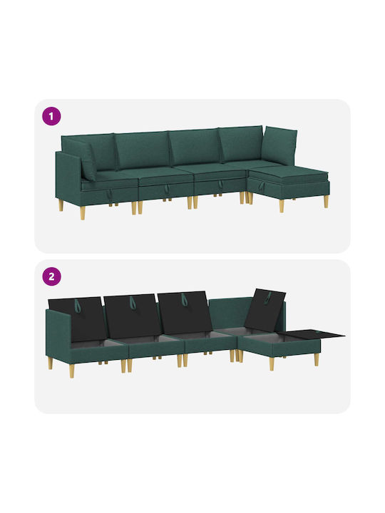 Ecksofa mit Stauraum Grün 280x140x82cm