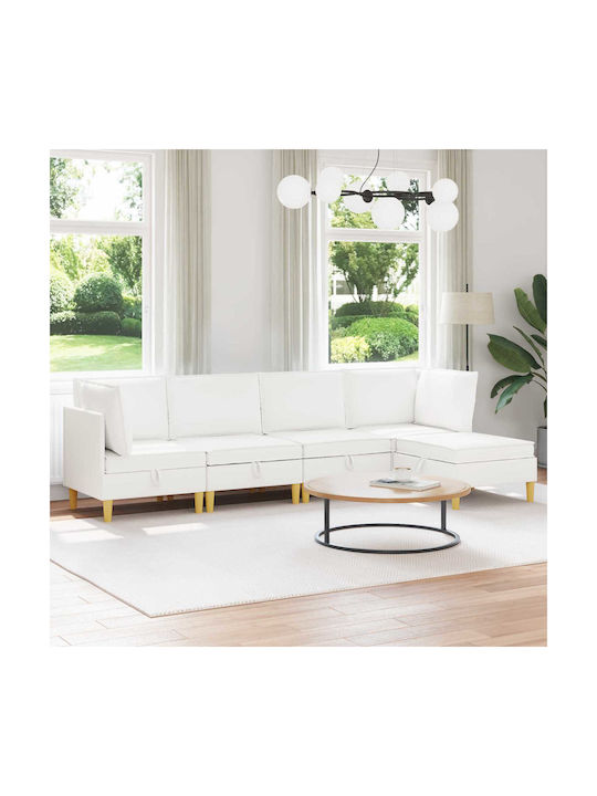 Corner Couch with Storage Space White 280x140x82 cm