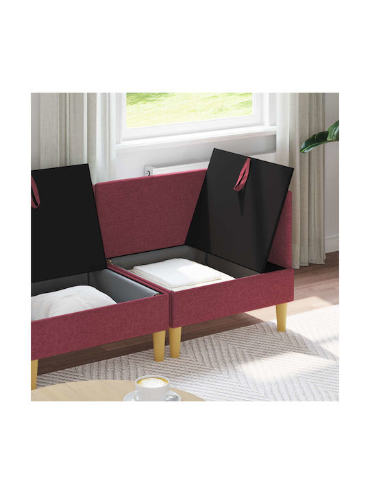 Corner Couch with Storage Space Red 210x70x82 cm