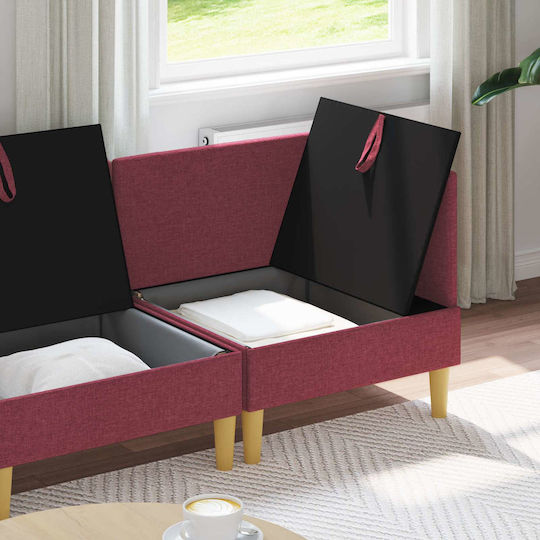 Colțar Canapea cu Spațiu de Depozitare Roșu 210x70x82cm