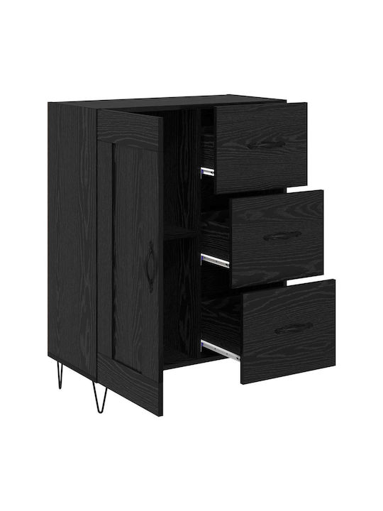 Sideboard aus Holz & Metall mit Schubladen Schwarze Eiche 69.5x34x90cm