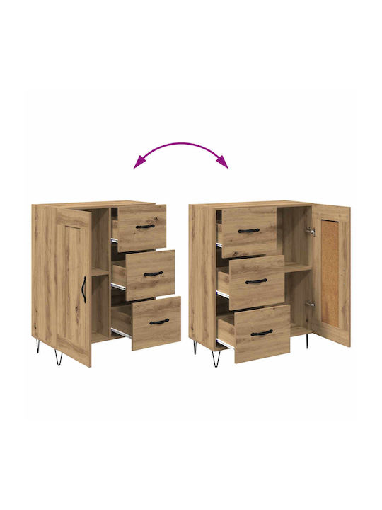 Sideboard aus Holz & Metall mit Schubladen Eiche 69.5x34x90cm