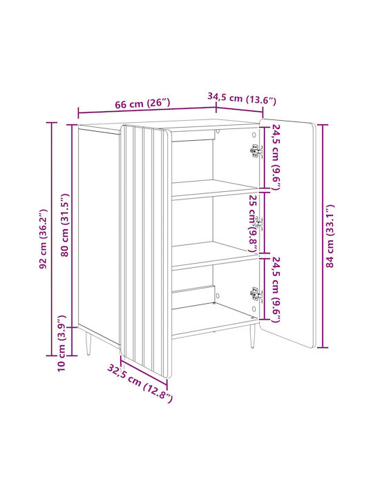 Bufet Din Lemn Gri Beton 66x34.5x92cm