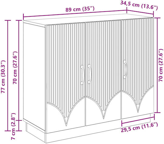 Holzsideboard Weiß 89x34,5x77cm