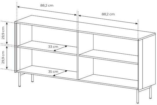 Sideboard Lumi Wooden Walnut 181x39x82cm