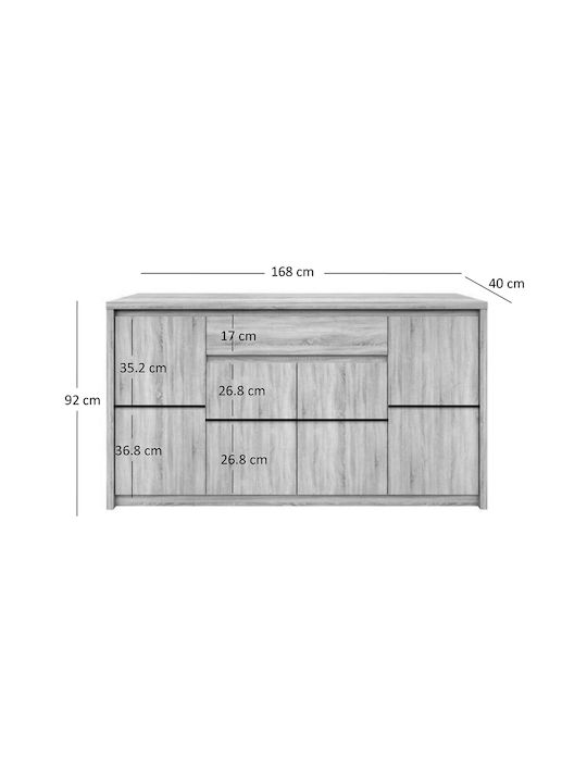 Sideboard Norton Wooden with Drawers Oak 168x40x91.5cm