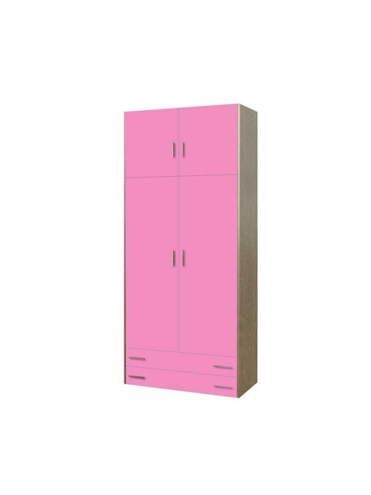 Ντουλάπα No 2 Δίφυλλη Δρυς-Ροζ 105x50x180cm