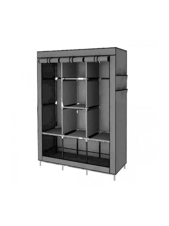 Fabric Wardrobe with Zipper and Shelves in Blue Color 130x45x175cm