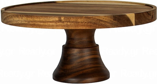 Wooden Cake Stand Ø30cm With Stand 12cm Wenge With Eco Oil Without Lid GARIBALDI UWS01-2812-WG