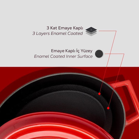 Lava Гърне Овално Метално Red 27x21см 1бр