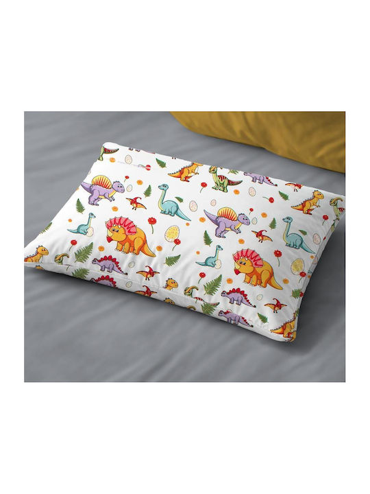 Dimcol Dinosaur 520 Βρεφική Μαξιλαροθήκη από 100% Βαμβάκι White-orange 45x35εκ.