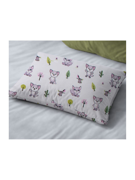 Dimcol Bebe Baby Pillowcase Made of 100% Cotton White-Pastel Lilac 45x35cm