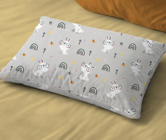 Dimcol Rabbit Garden 586 Детски Калъф За Възглавница От 100% Памук Сив 45x35см
