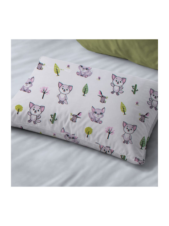 Dimcol Bebe Baby Pillowcase Made of 100% Cotton White-Pastel Lilac 45x35cm