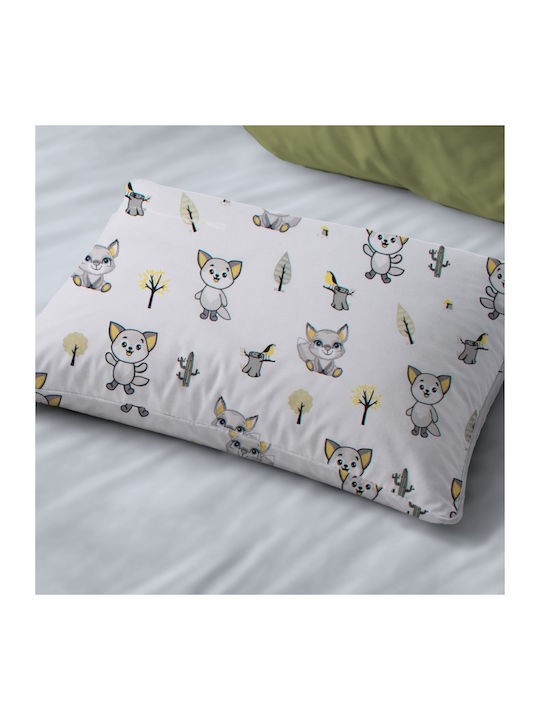 Dimcol Bebe Baby Pillowcase Made of 100% Cotton White-Grey 45x35cm