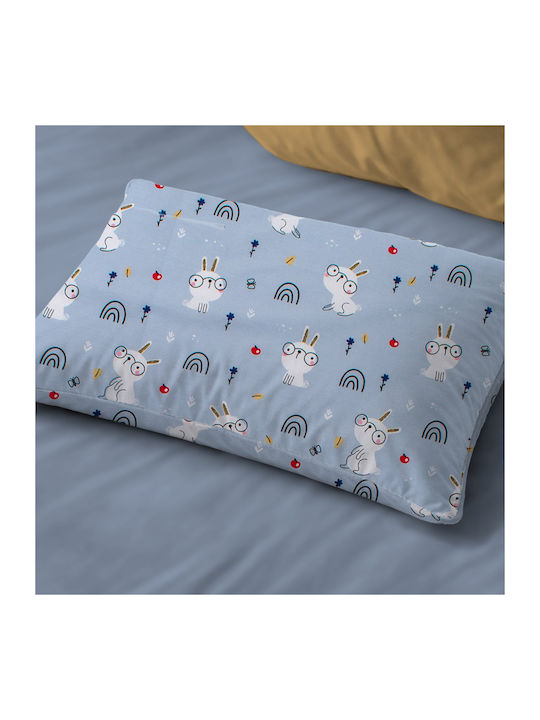 Dimcol Rabbit Garden 584 Baby Pillowcase Made of 100% Cotton Sky Blue 45x35cm