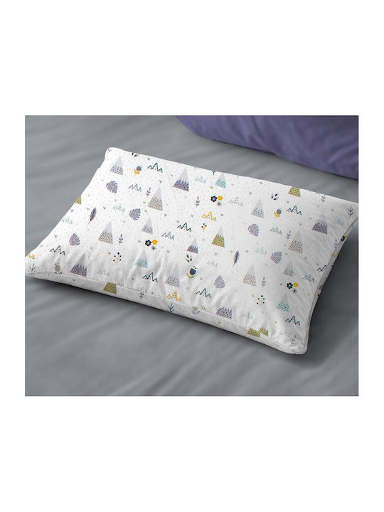Dimcol Whimsical Mountainside 588 Baby Pillowcase Made of 100% Cotton White-Grey 45x35cm