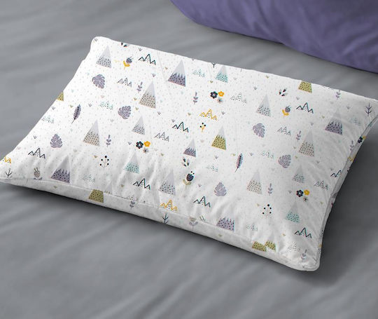 Dimcol Whimsical Mountainside 588 Baby Pillowcase Made of 100% Cotton White-Grey 45x35cm