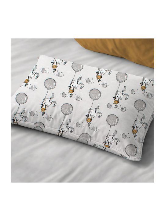 Dimcol Floating Bunny 715 Baby Pillowcase From 100% Cotton Grey 45x35cm