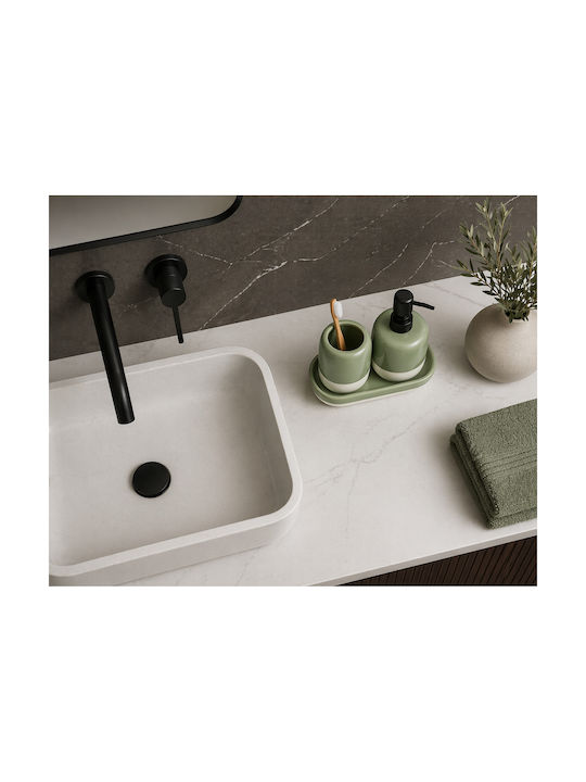 MRShome Set Accesorii Baie Metalic Verde 3 Bucăți