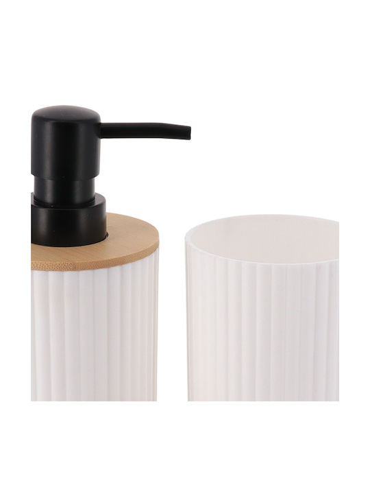 Bathroom Accessory Set Plastic White 3 Pieces
