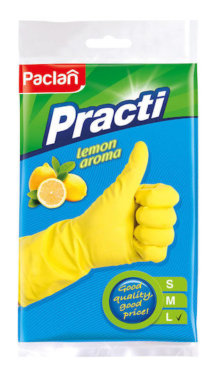 Paclan Пластмасови Ръкавици За Почистване Large Жълти