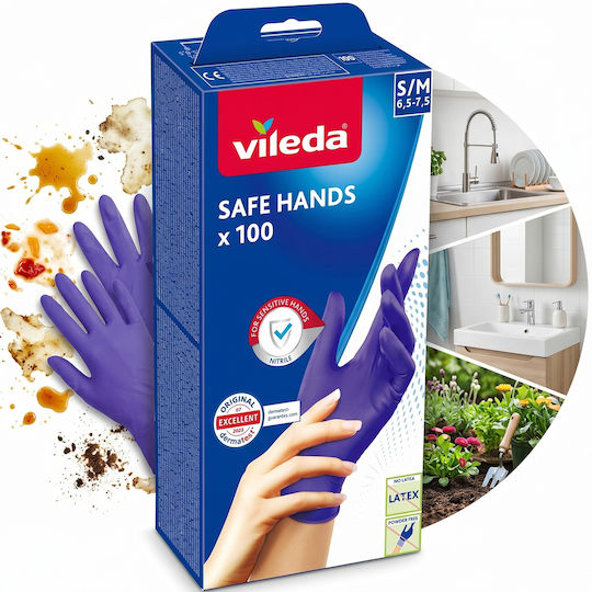 Vileda Mănuși de Curățenie Safe Hands din Nitril Mici
